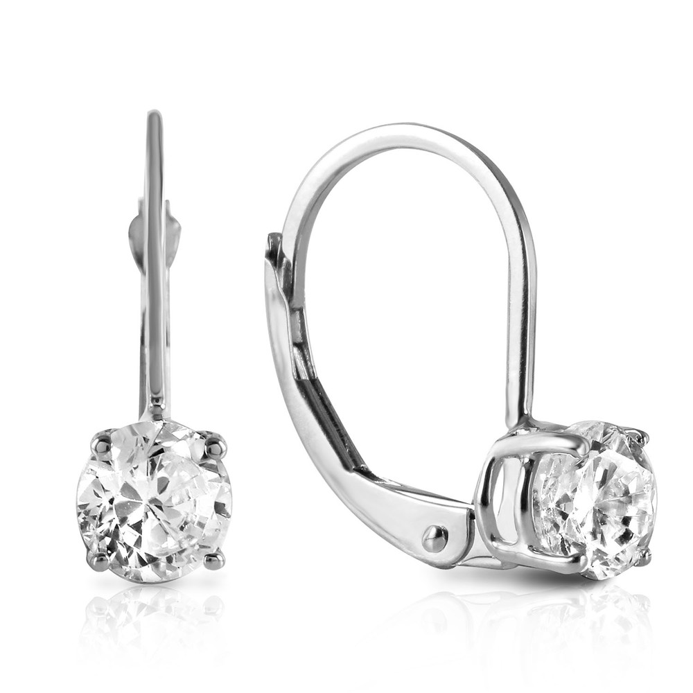 14K. GOLD LEVERBACK EARRING WITH 1.0 CT. DIAMONDS (White Gold)